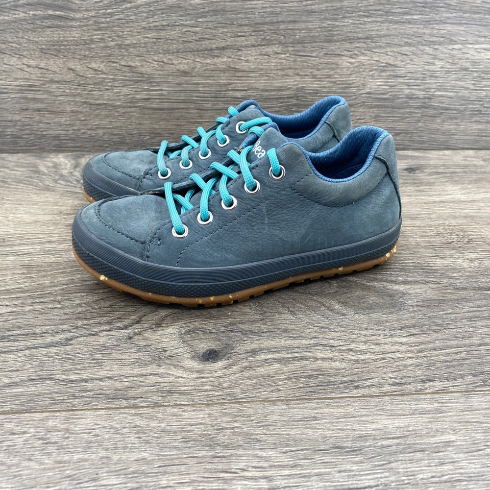 L.L.Bean Sneakers Kids Size 11 Blue Nubuck Leather Low Top Lace Up Shoes